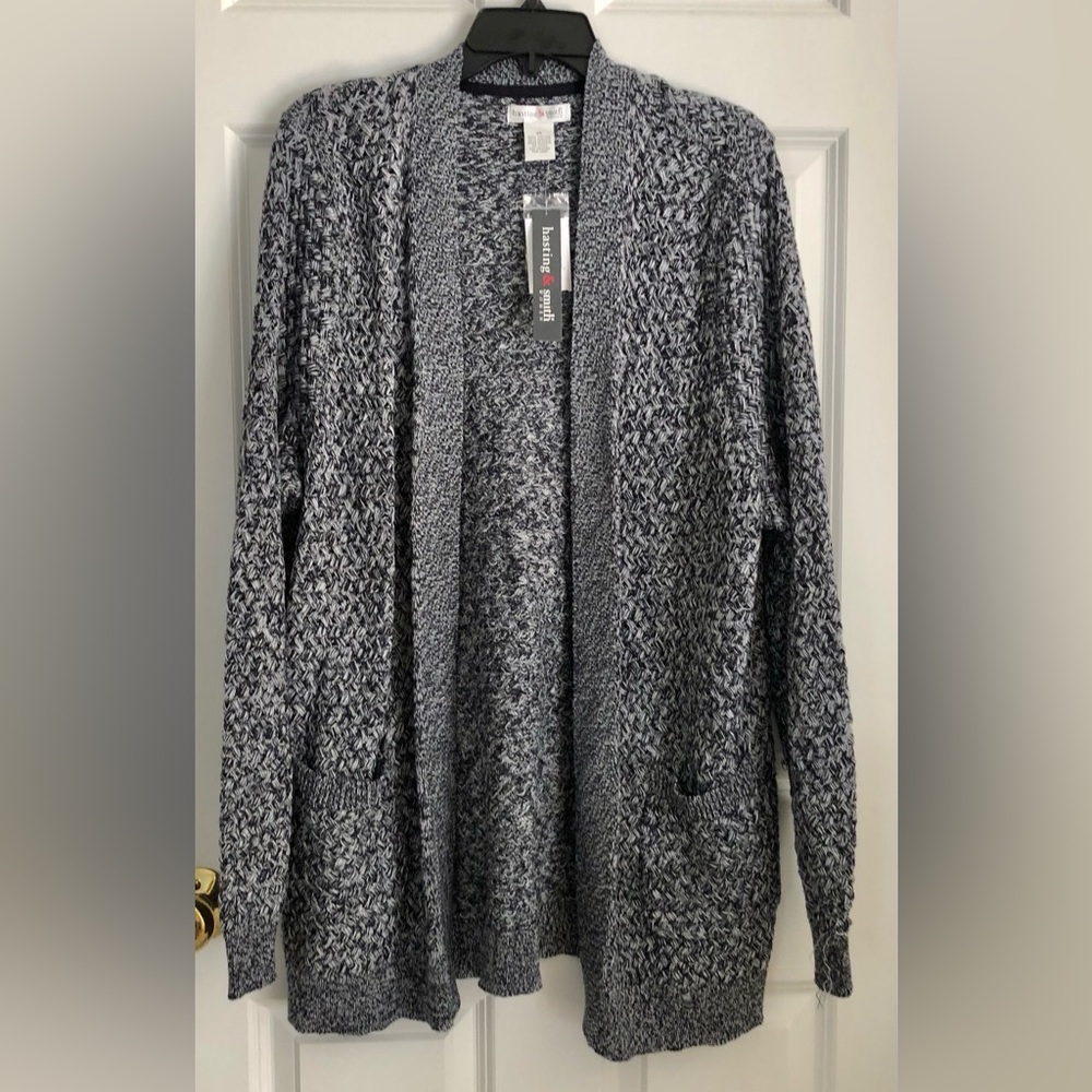 Hasting & Smith Sweater Women's PINK Cardigan, Open Front, 2 pockets, Knit,PS223
